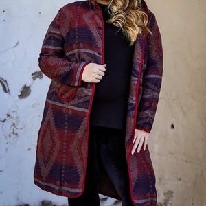 Aztec Print Mid Length Jacket